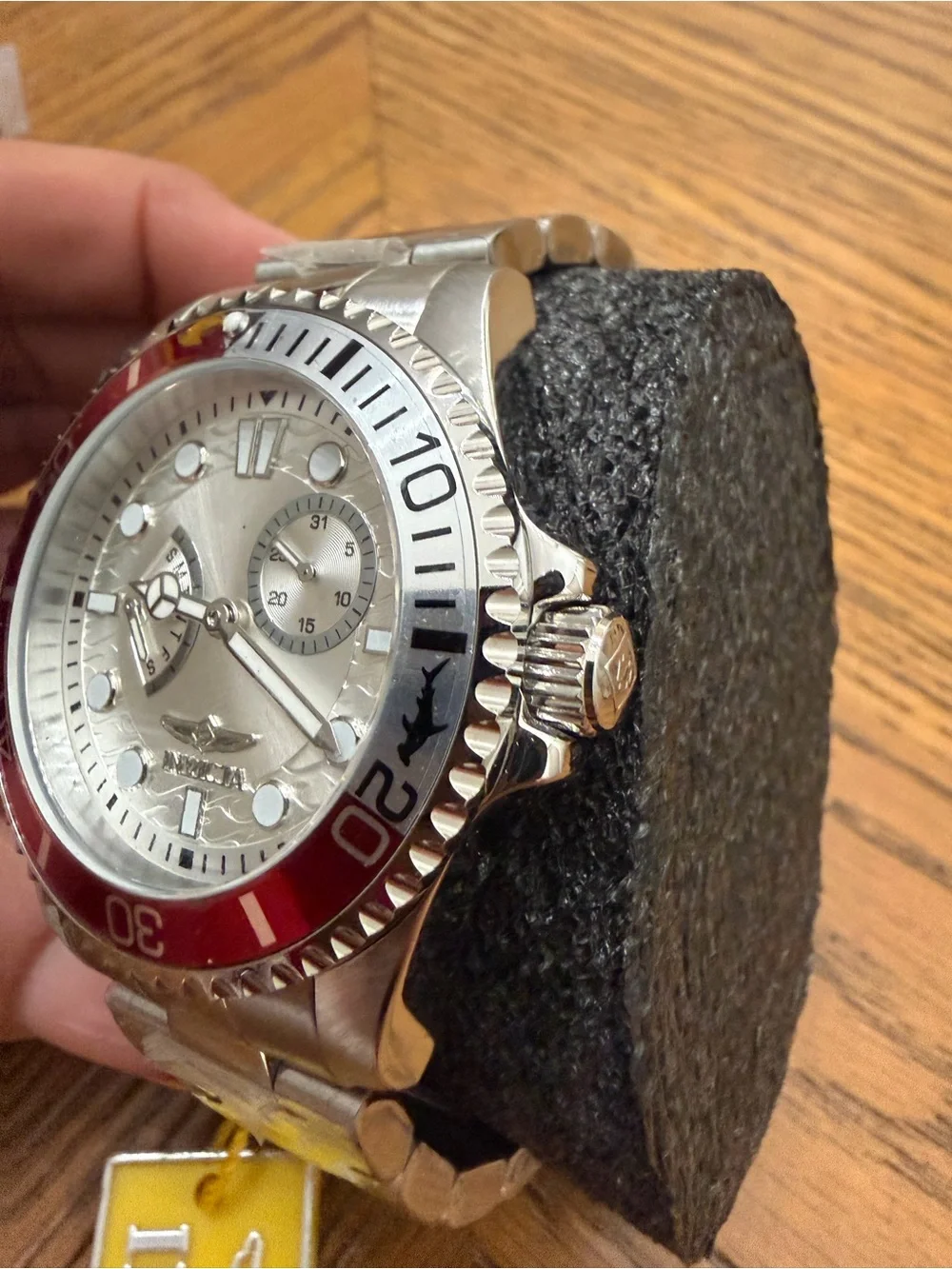 Invicta ProDiver Silver Watch with Red